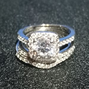 NEW 925 STERLING SILVER ENGAGEMENT DIAMOND SET RING
